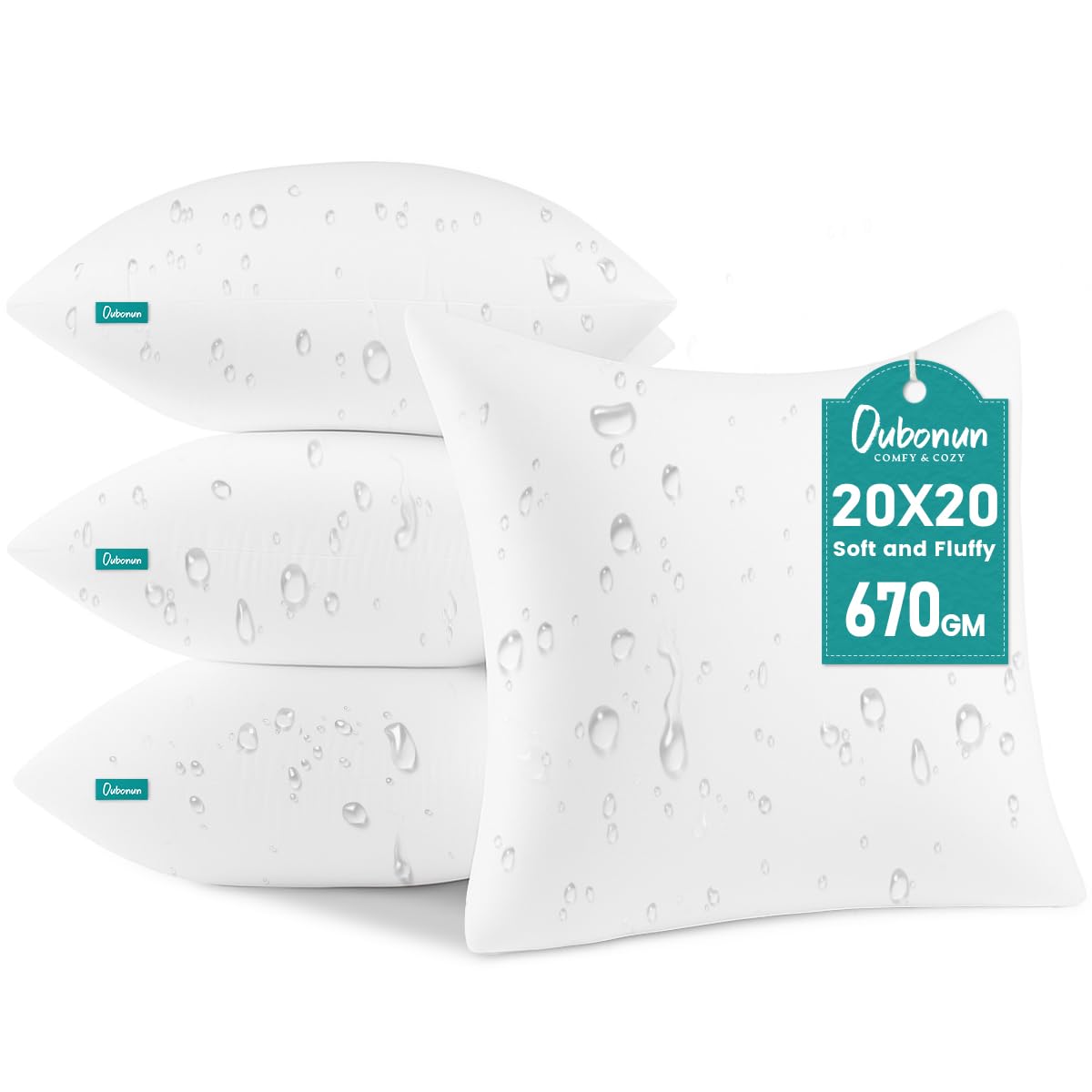 Oubonun 18x18 Outdoor Throw Pillow Inserts - Set of 2 Waterproof Cushions