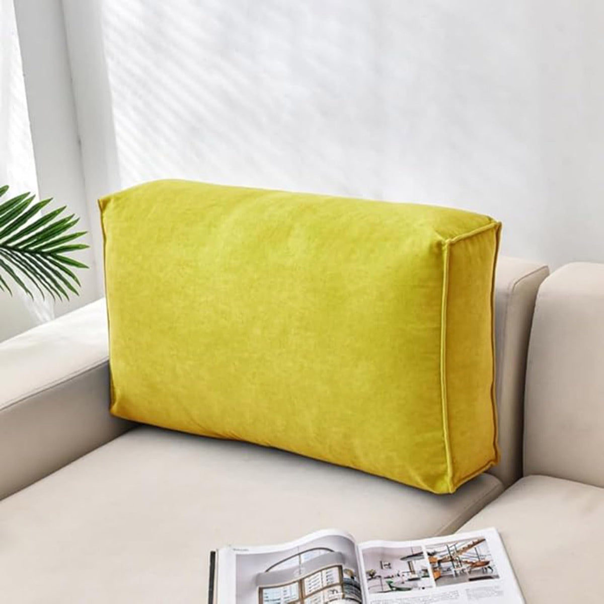 Couch Back Cushion Support Pillows, Sofa Lumbar Support Pillow with Removable Velvet Cover, Daybed Reading Pillows Waist Cushion for Sofa, Bedside, Bay Window, Dorm (G, 24in/30cm)