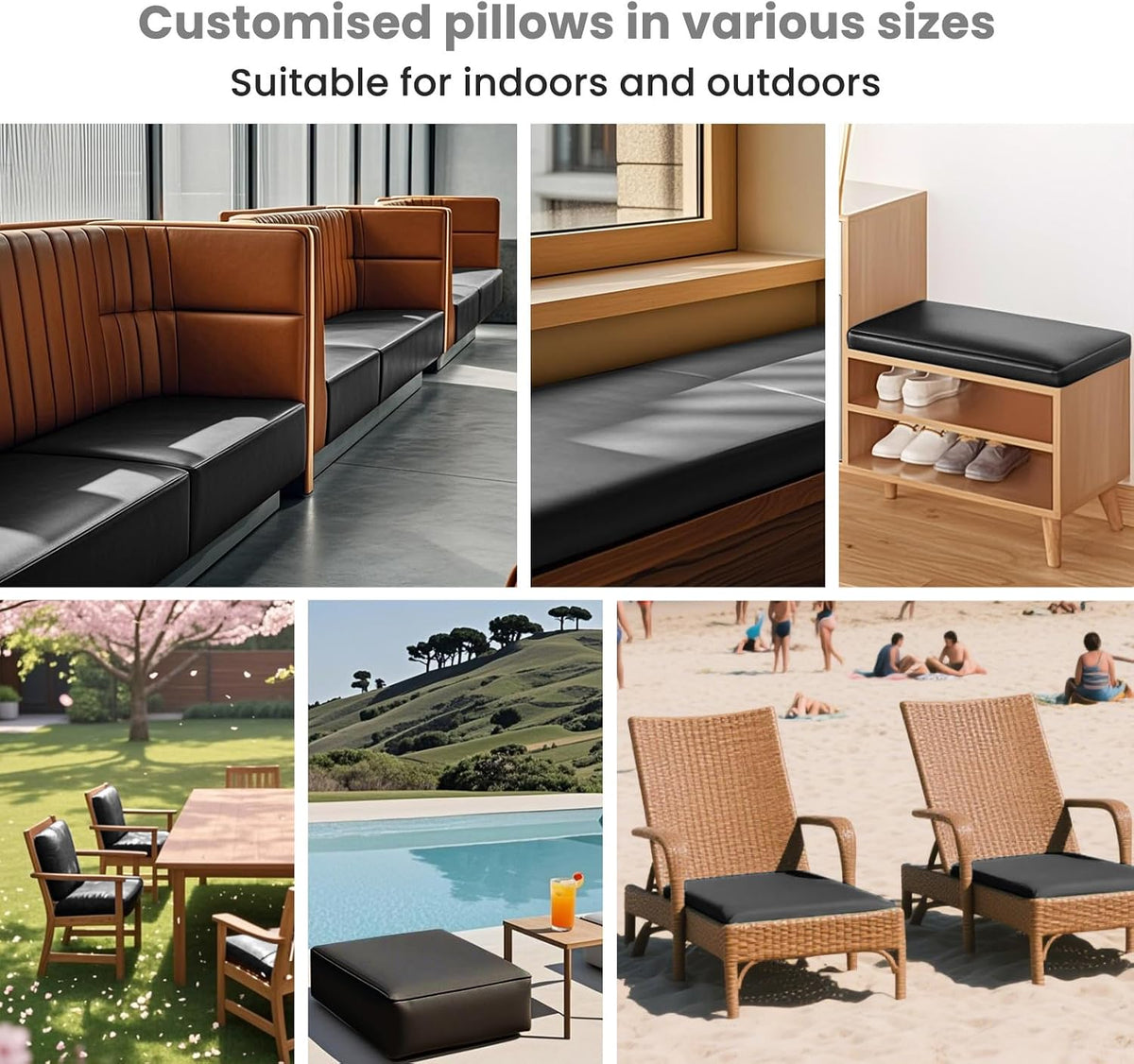 MOZIMO Bay Window Cushion 74.80x39.37in 50D high-Resilience Foam, Waterproof and Scratch-Proof. Can Be Used for Shoe Cabinets, Windowsills, Pianos, and Dining Areas. -Beige.
