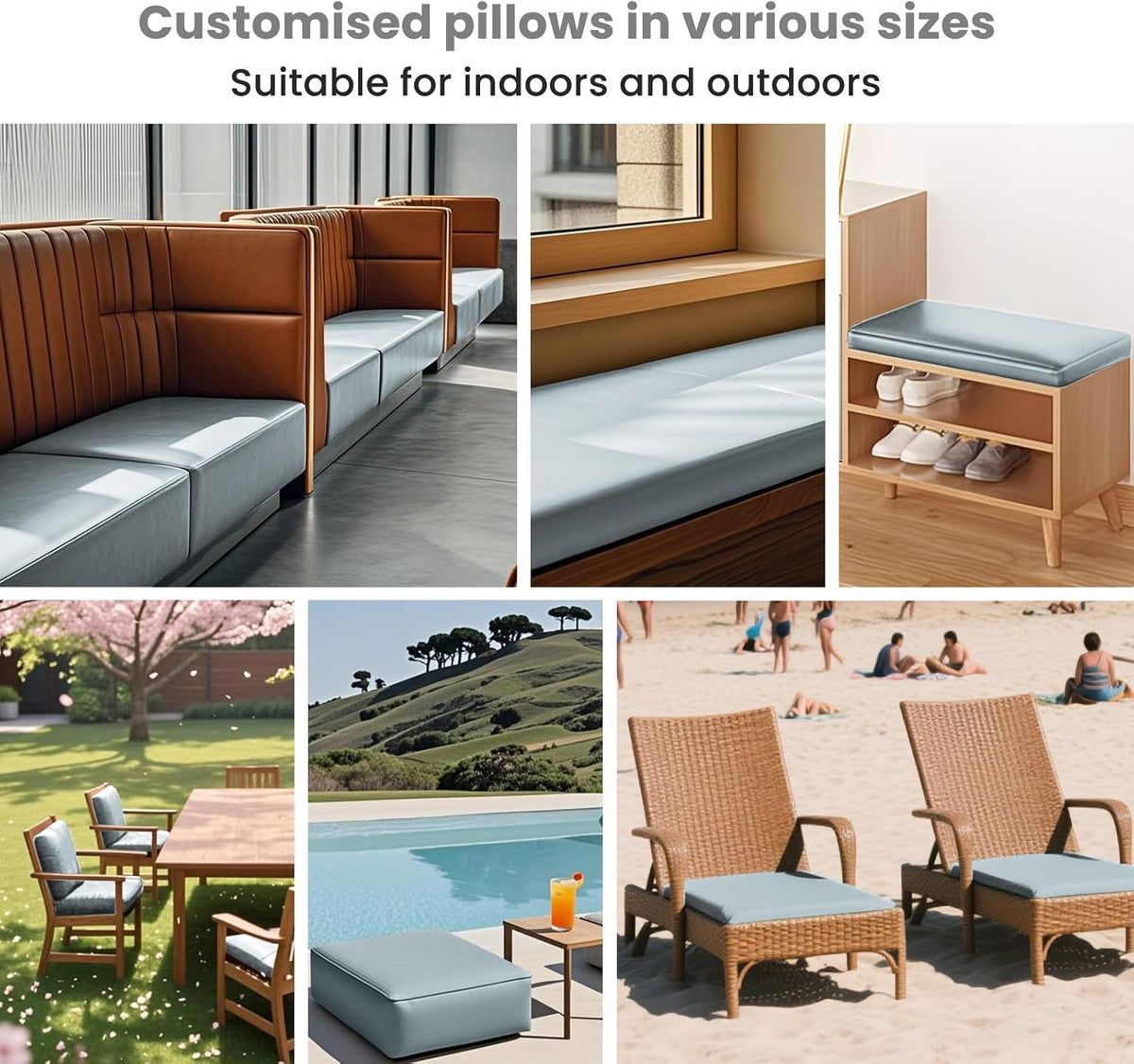 MOZIMO Bay Window Cushion 78.74x7.87in 50D high-Resilience Foam, Waterproof and Scratch-Proof. Suitable for Windowsills, Piano Benches, and Swing Mats; Modern Windowsill Bench Mat. -Khaki.