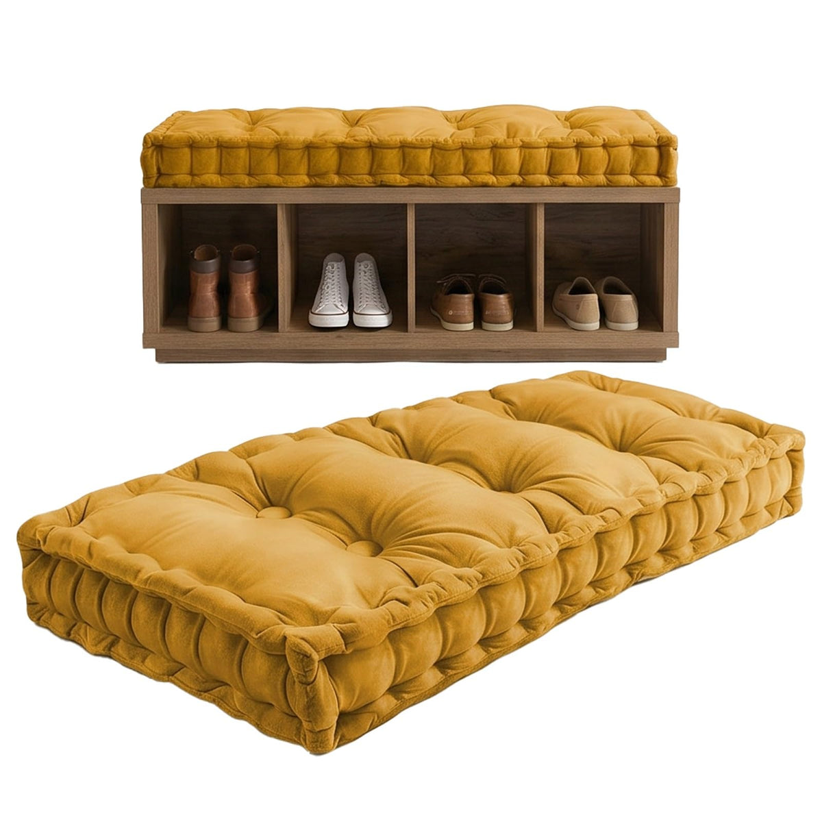 Bench Cushions for Indoor Furniture, Bay Window Sill Seat Cushion Bench Seating Foam Cushions Pad Set for Outdoor Porch, Patio, Mudroom Entryway, Dining Room, Non-Slip Bottom(Pink,39x16x4in)