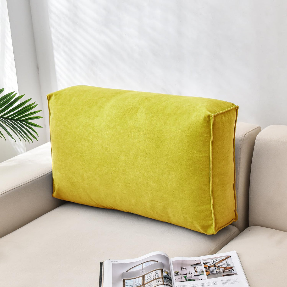 Couch Back Cushion Pillow - Sofa Lumbar Support Pillows with Removable Cover, Reading Pillows Back Support Pillow Waist Cushion for Headboard Sofa Bedside Bay Window (Brown, 23x17x4Inch)