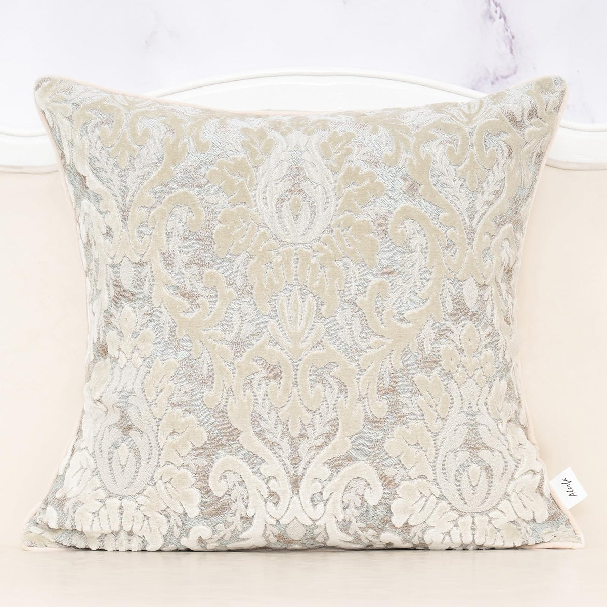 Alerfa Boho Green Floral Throw Pillow Cover 20x20 Inch Cut Velvet Sqaure Luxury Embroidered Decorative Pillow Cover for Couch Living Room Bedroom