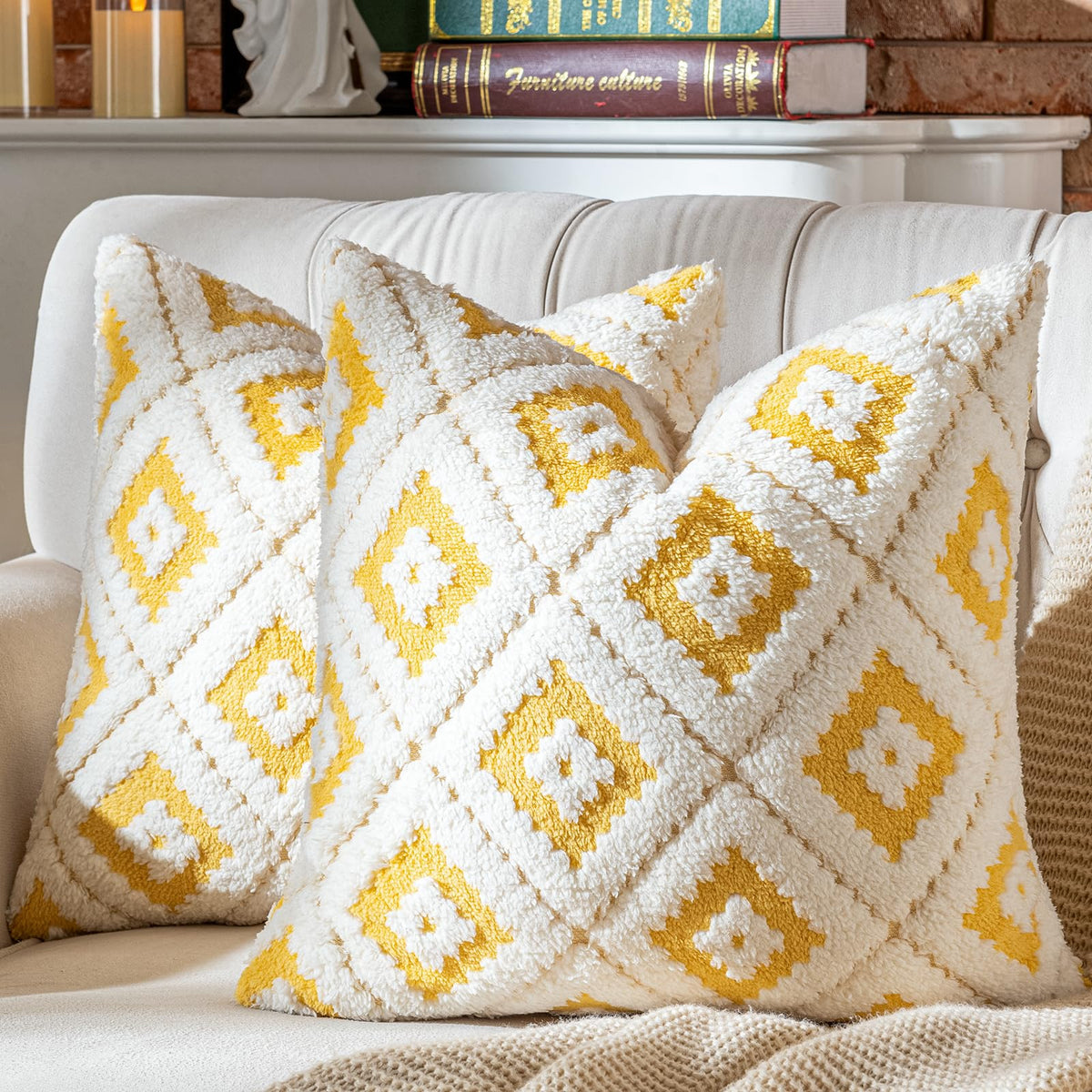 AmHoo Pack of 2 Decorative Throw Pillow Covers Rhomboid Luxury Super Soft Plush Set Case Cushion for Couch Sofa Bedroom 20 x 20-Inch Steel Grey