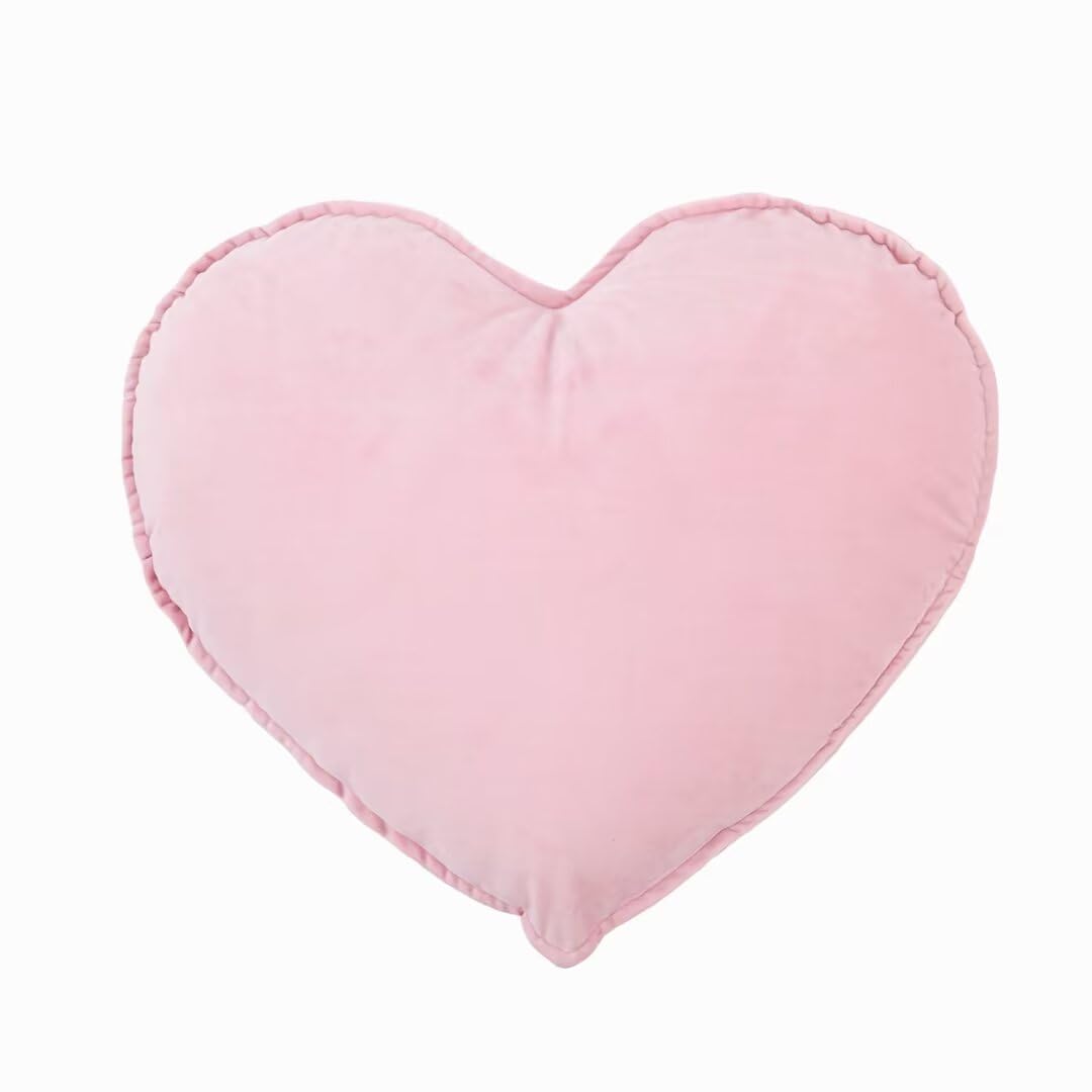 Heart Ruffled Throw Pillow,Satin Heart Throw Pillow Bow Pillows Wedding Gifts Pillows Decorative Cushion for Sofa Bed Bay Window 20×16 inch,White