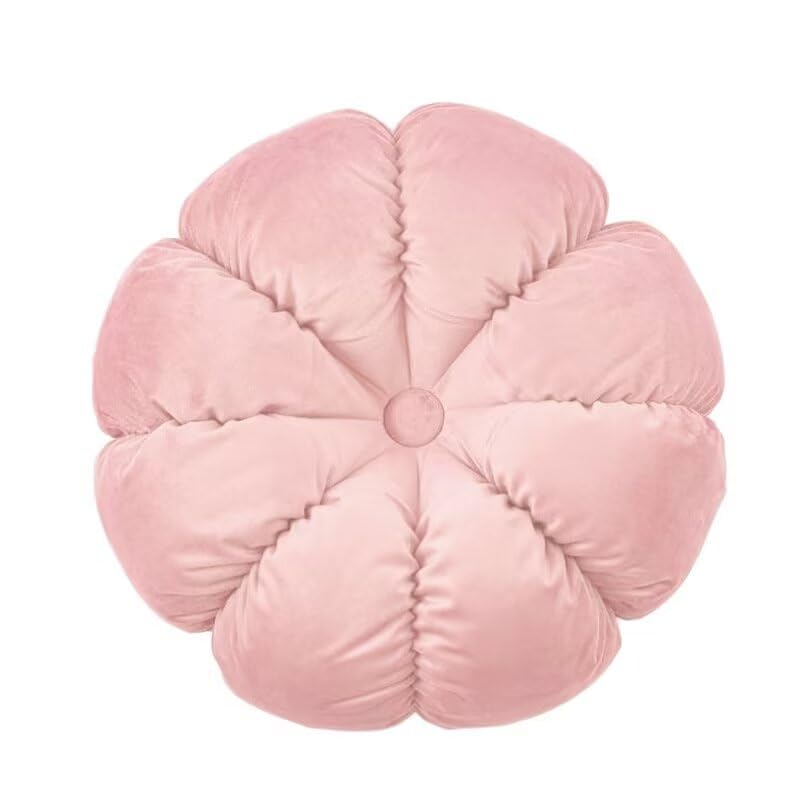 Round Velvet Throw Pillows, 18" Round Eight-petaline Pumpkin Pillow Sofa Cushion Bay Window Pillow Bedroom Balcony Decorative Cushion Orange