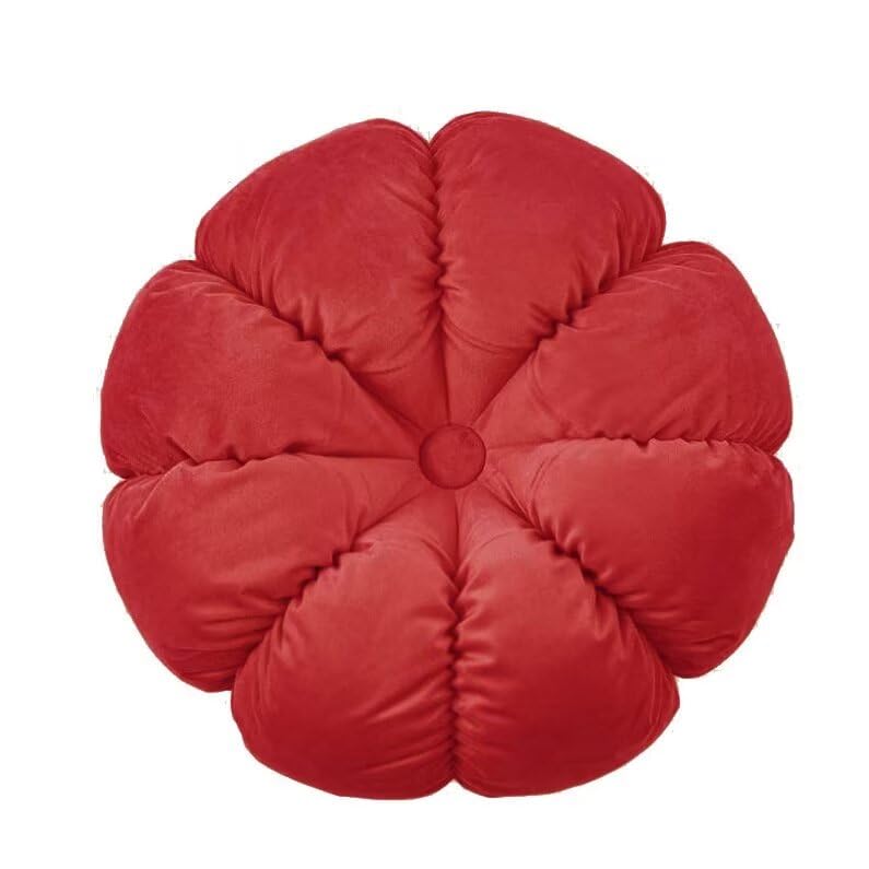 Round Velvet Throw Pillows, 18" Round Eight-petaline Pumpkin Pillow Sofa Cushion Bay Window Pillow Bedroom Balcony Decorative Cushion Orange