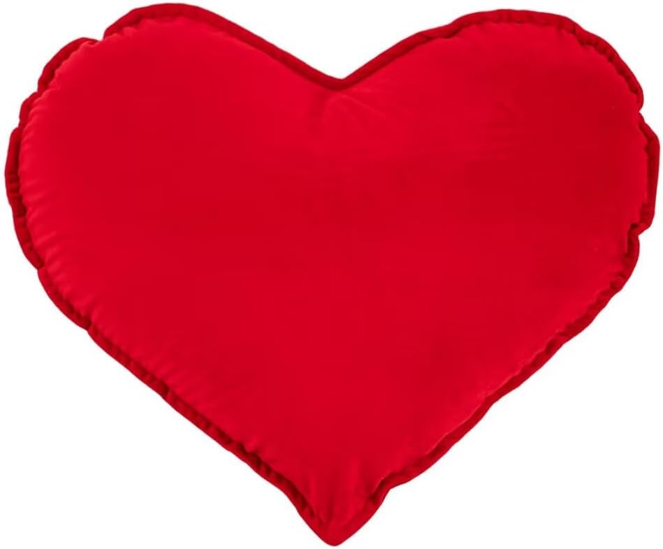 Heart Ruffled Throw Pillow,Satin Heart Throw Pillow Bow Pillows Wedding Gifts Pillows Decorative Cushion for Sofa Bed Bay Window 20×16 inch,White