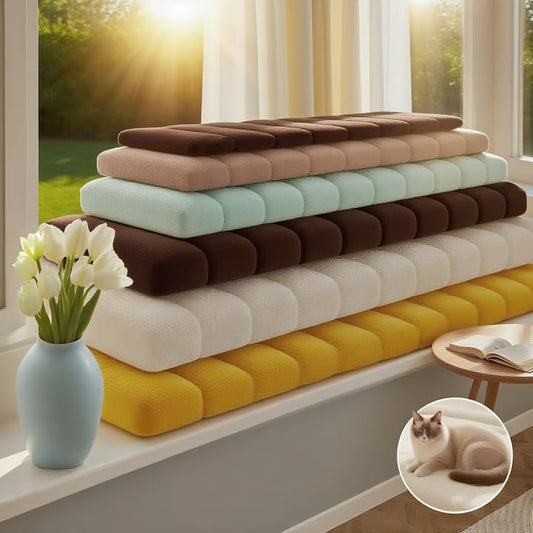 Custom Window Seat Cushions Indoor, Custom Size/Shape/Color Cushions for Indoor Furniture, Comfortable 3 Layers of High Rebound Sponge Bay Window Loveseat Cushion, Non-Slip Thicken Bench Cushions