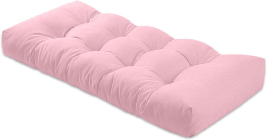Bench Cushion 30 inches,Indoor/Outdoor Non-Slip Tufted Cushions, Premium Waterproof Linen, Soft Piano Sofa Cushions, Entryway Storage, Bay Window, High-Density Memory Foam(Light Pink-30x14x4in)