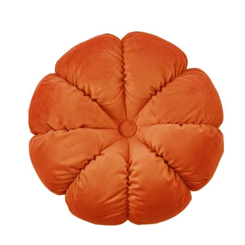 Round Velvet Throw Pillows, 18" Round Eight-petaline Pumpkin Pillow Sofa Cushion Bay Window Pillow Bedroom Balcony Decorative Cushion Orange