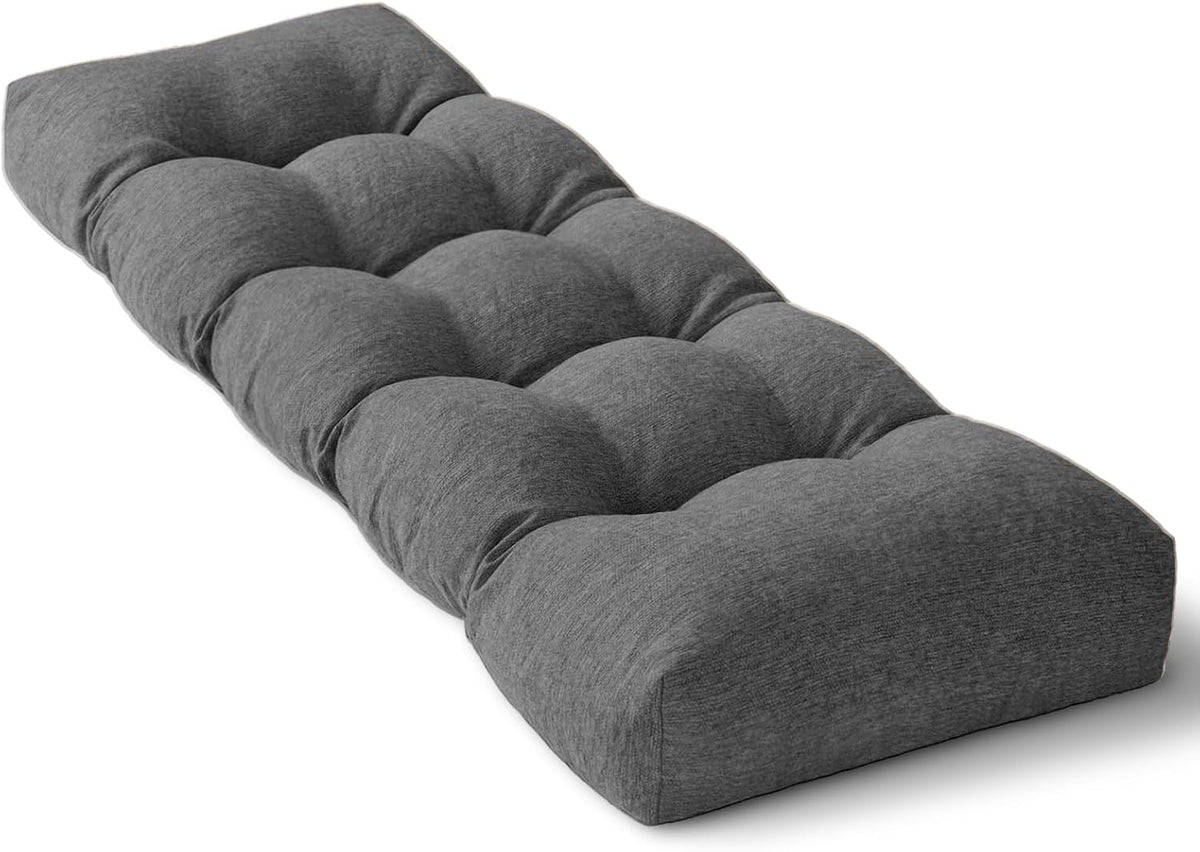 72 Inch Bench Cushion with Non-Slip Bottom - High Density Foam Tufted Long Seat Pad for Indoor Window, Dining, Piano & Garden Furniture(Dark Gray, 72x16x4)