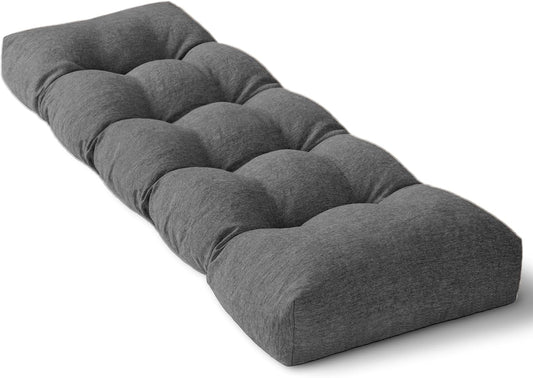 72 Inch Bench Cushion with Non-Slip Bottom - High Density Foam Tufted Long Seat Pad for Indoor Window, Dining, Piano & Garden Furniture(Dark Gray, 72x16x4)