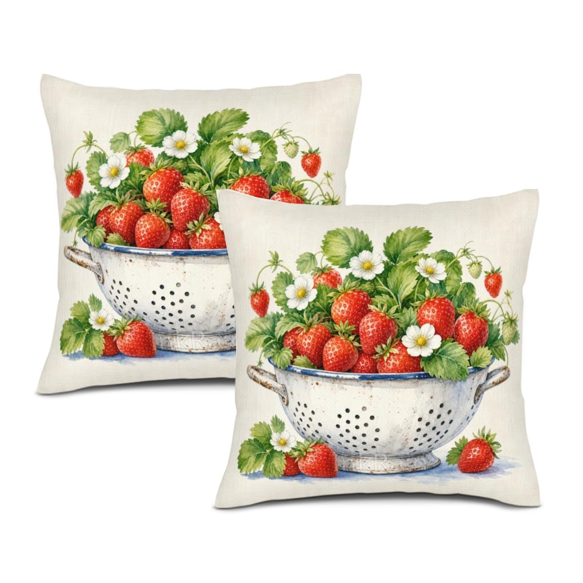 InkRain Farmhouse Harvest Pillow Cover Simple Mushroom Planter Scene 26x26 Inch Set of 2 Cotton Linen Double Sided Country Square Throw Cushion Case Indoor Accent for Bay Window Seat Decor