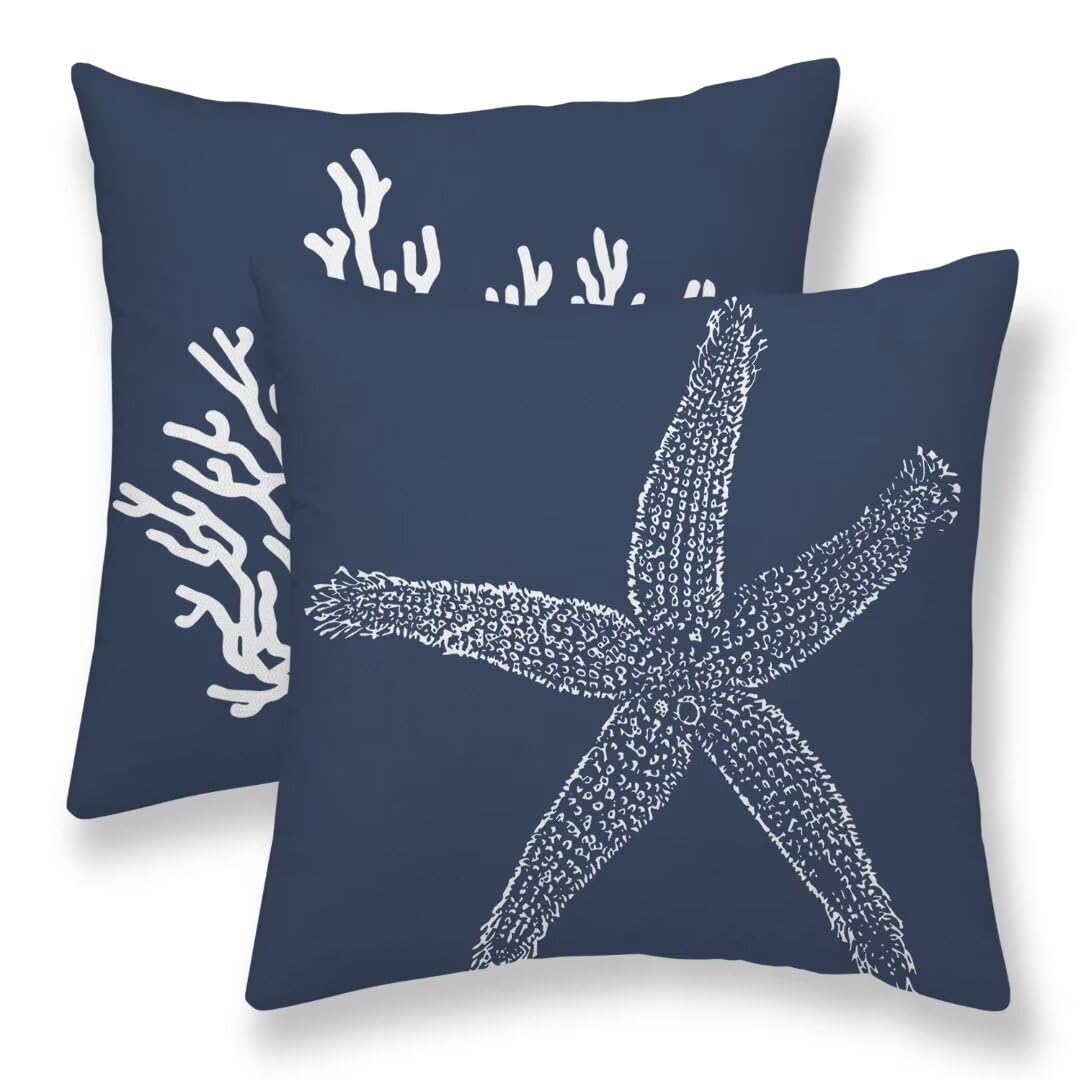 Summer Palm Leaf Pillow Covers 20x20 Set of 2, Coral Tropical Leaf Decorative Outdoor Throw Pillow Covers Green Blue Botanical Farmhouse Cushion Case Linen Square Decor for Couch Sofa