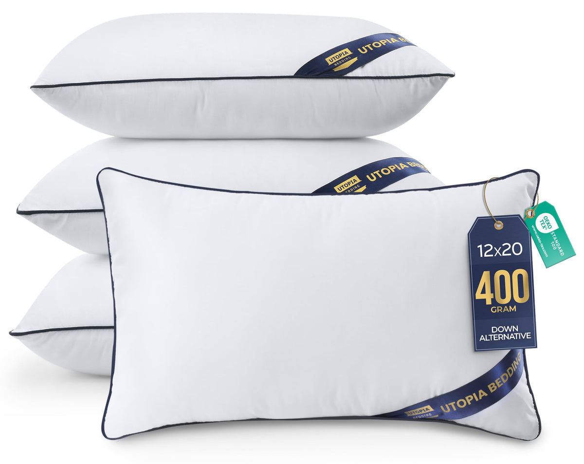 Premium Piping Throw Pillows 18x18, Decorative Pillow Inserts, 4-Pack