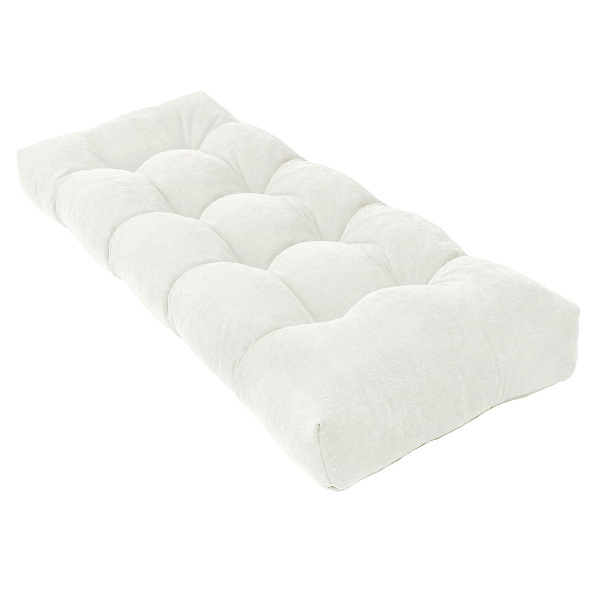 36 Inch Bench Cushion, Tufted Window Seat Cushion with High-Density Memory Foam, Soft Chenille Non-Slip Indoor Furniture Pad for Bay Window, Dining Bench, Entryway (Oyster White, 36x14x4)