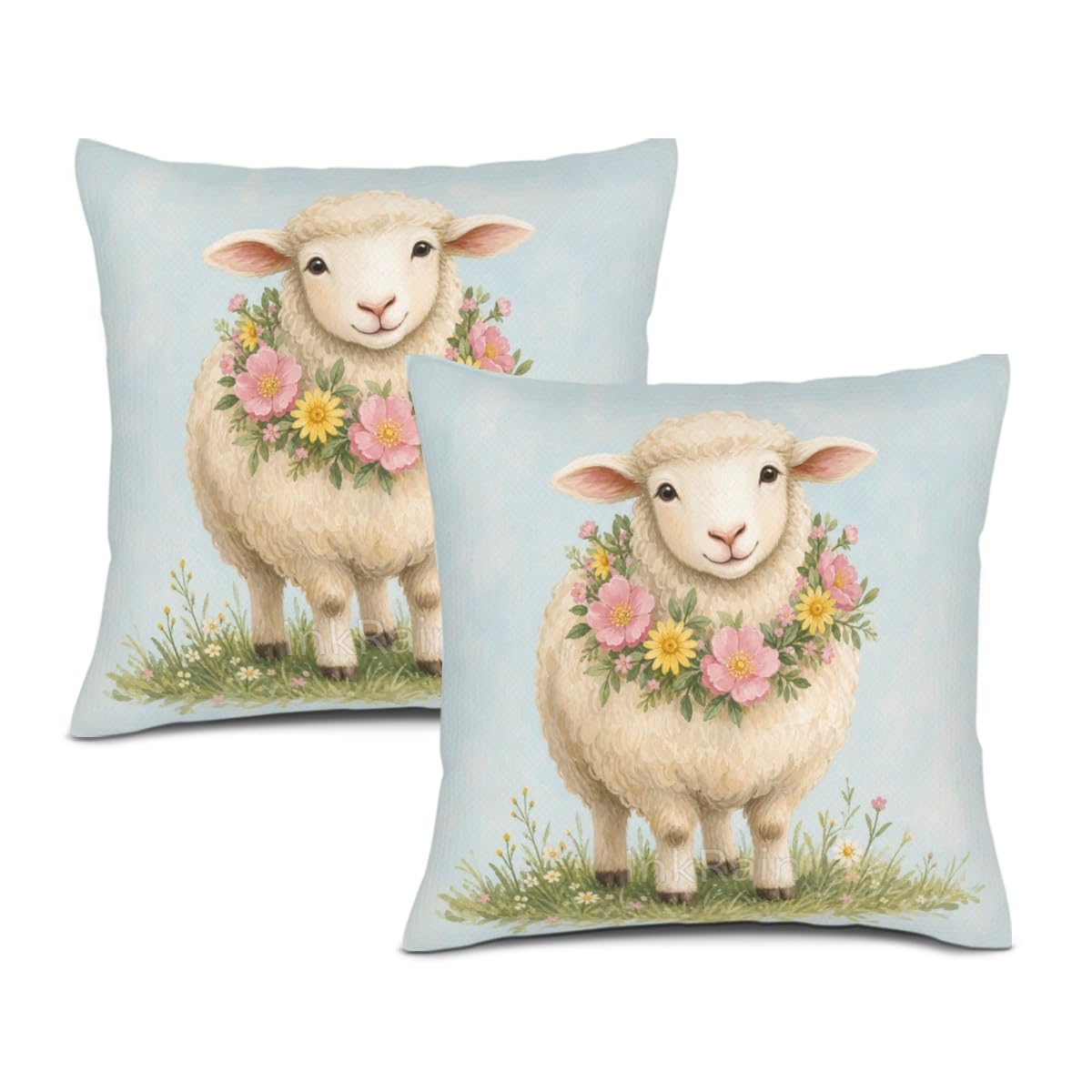 InkRain Farmhouse Harvest Pillow Cover Simple Mushroom Planter Scene 26x26 Inch Set of 2 Cotton Linen Double Sided Country Square Throw Cushion Case Indoor Accent for Bay Window Seat Decor