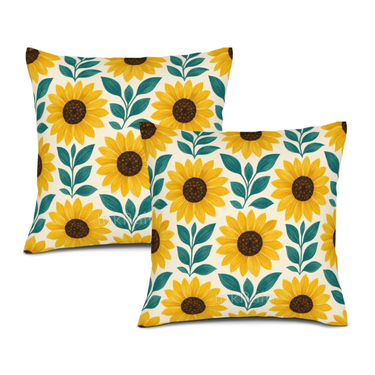 InkRain Farmhouse Harvest Pillow Cover Simple Mushroom Planter Scene 26x26 Inch Set of 2 Cotton Linen Double Sided Country Square Throw Cushion Case Indoor Accent for Bay Window Seat Decor