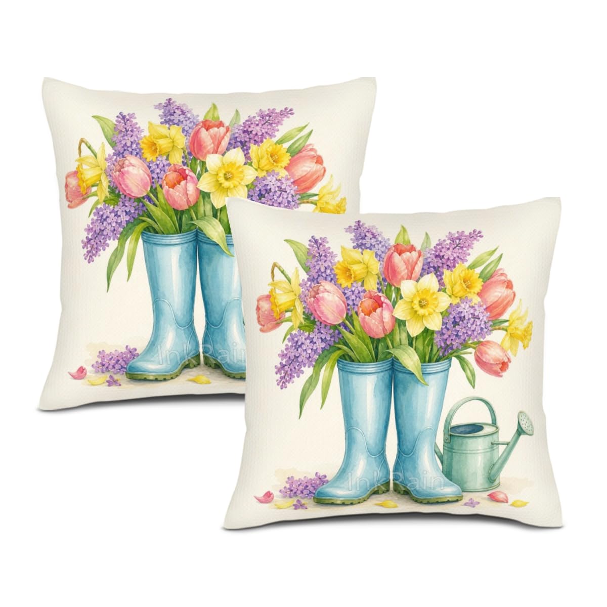 InkRain Farmhouse Harvest Pillow Cover Simple Mushroom Planter Scene 26x26 Inch Set of 2 Cotton Linen Double Sided Country Square Throw Cushion Case Indoor Accent for Bay Window Seat Decor