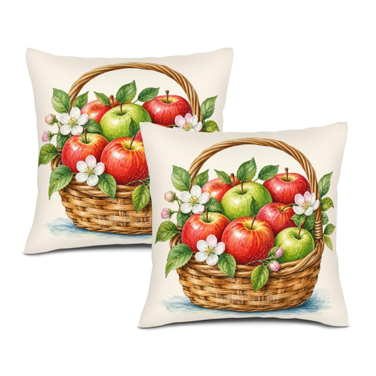InkRain Farmhouse Harvest Pillow Cover Simple Mushroom Planter Scene 26x26 Inch Set of 2 Cotton Linen Double Sided Country Square Throw Cushion Case Indoor Accent for Bay Window Seat Decor