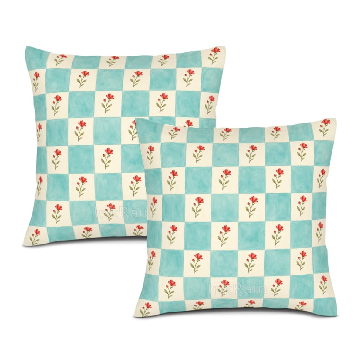InkRain Farmhouse Harvest Pillow Cover Simple Mushroom Planter Scene 26x26 Inch Set of 2 Cotton Linen Double Sided Country Square Throw Cushion Case Indoor Accent for Bay Window Seat Decor