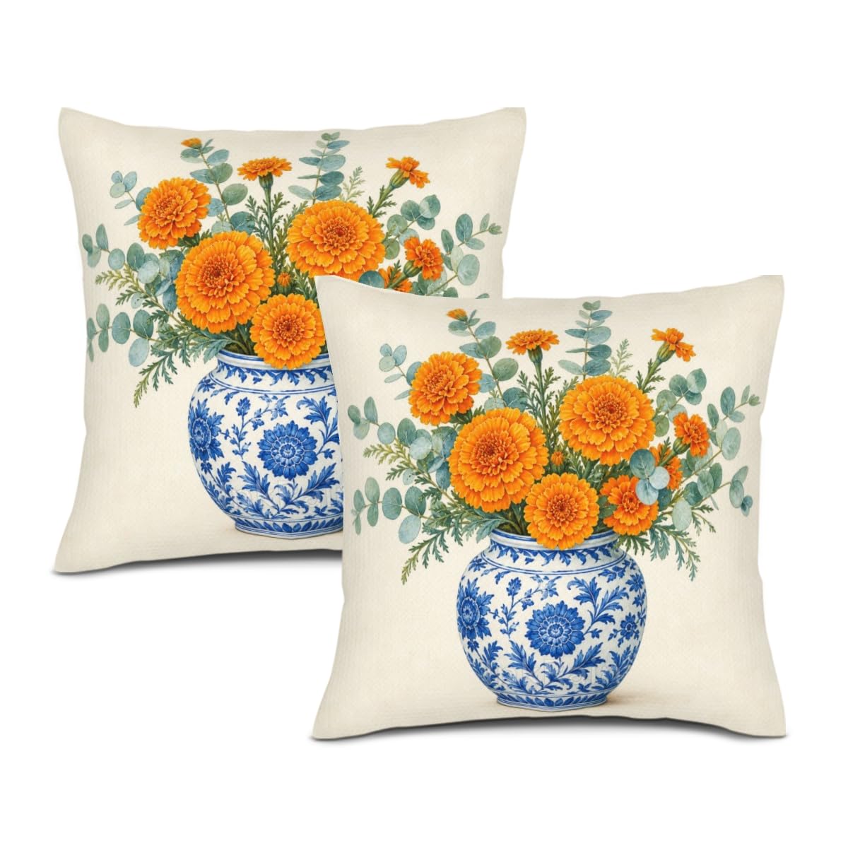 InkRain Farmhouse Harvest Pillow Cover Simple Mushroom Planter Scene 26x26 Inch Set of 2 Cotton Linen Double Sided Country Square Throw Cushion Case Indoor Accent for Bay Window Seat Decor