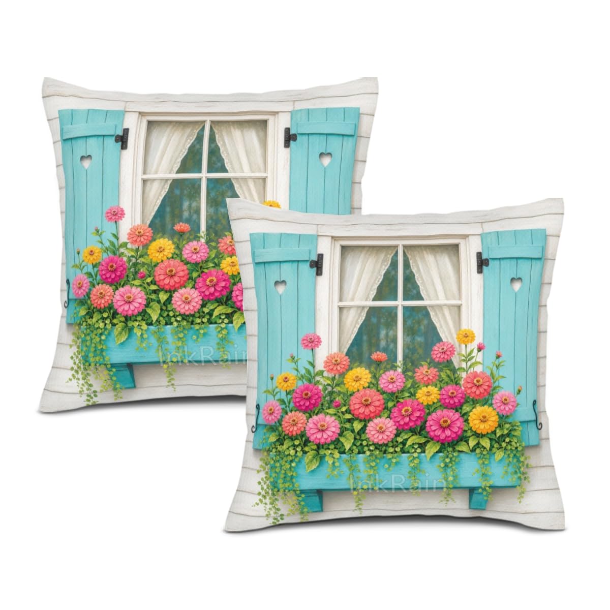 InkRain Farmhouse Harvest Pillow Cover Simple Mushroom Planter Scene 26x26 Inch Set of 2 Cotton Linen Double Sided Country Square Throw Cushion Case Indoor Accent for Bay Window Seat Decor