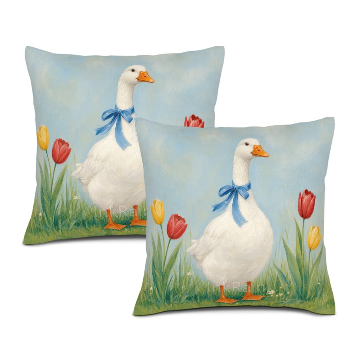 InkRain Farmhouse Harvest Pillow Cover Simple Mushroom Planter Scene 26x26 Inch Set of 2 Cotton Linen Double Sided Country Square Throw Cushion Case Indoor Accent for Bay Window Seat Decor