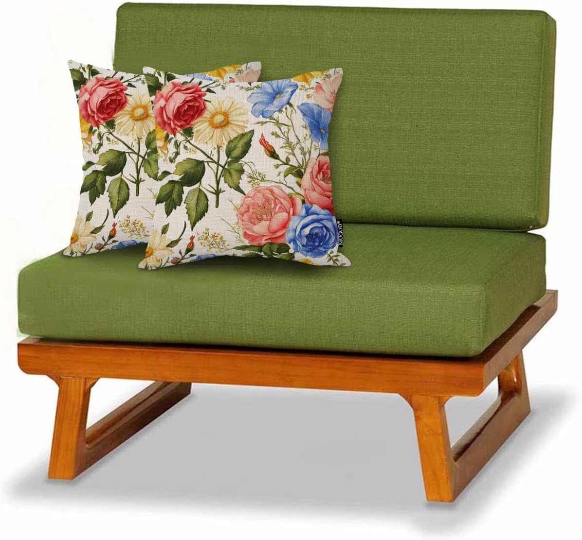 Mugod Floral Throw Pillow Cover Beautiful Chamomile Rose Petunia Wildflowers Print Decorative Square Pillow Case for Home Bedroom Living Room Cushion Cover 18x18 Inch