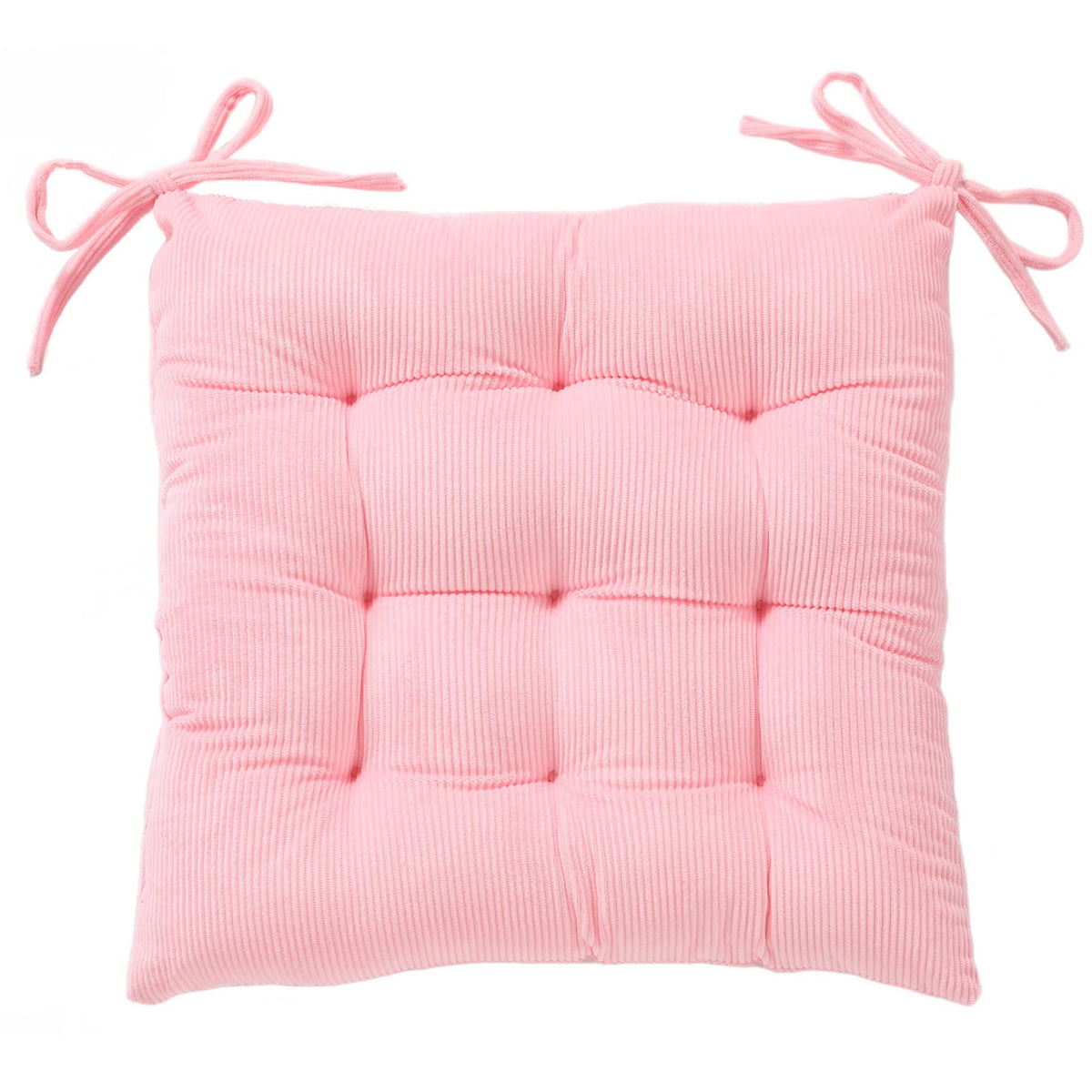 HLOVME Corduroy Chair Cushion with Ties Ultra Soft Warm Floor Cushion for Kids Reading Nook Comfortable Square Seat Cushion for Adult 15.7”x15.7” Set of 2, Grey