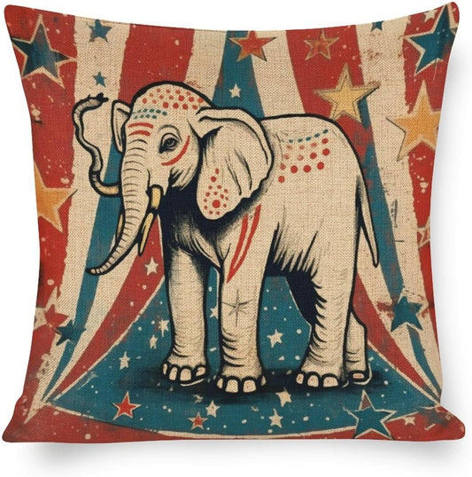 Throw Pillow Cover Animal Cute Elephant Pillows Vintage Elephant on Stars Porch Pillows Home Sofa Decor Pillowcase 20"x20" Suitable for Sofa Bedroom Living Room Bay Window Office Car Home Decor