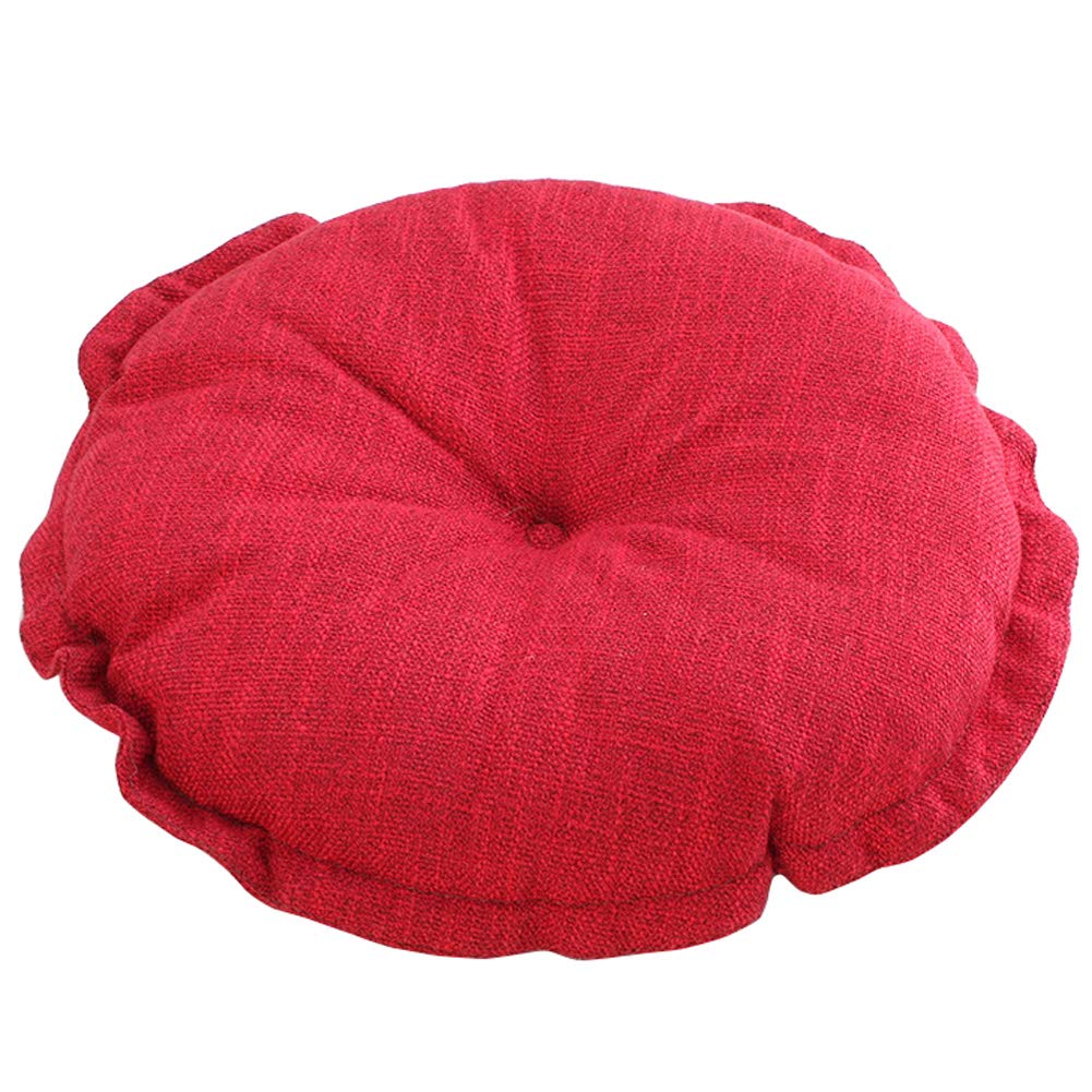vctops Boho Soft Round Floor Pillow Cushion with Ruffles, Cotton Linen Print Chair Pad Tatami for Meditation, Yoga, Living Room, Balcony (Sky Blue,18"x18"x5")