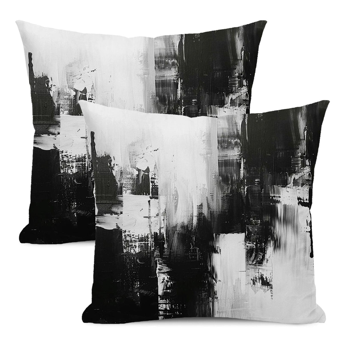 AEIOAE Black Grey White Pillow Covers 20x20 Inch Set of 2,Abstract Art Throw Pillows Case,Modern Geometry Outdoor Decorative Square Linen Farmhouse Decor Cushion Covers for Home Sofa Bed Couch