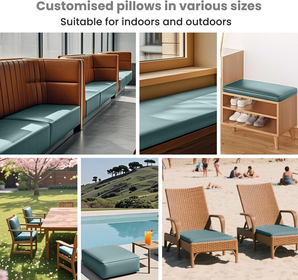 MOZIMO Bay Window Cushion 47.24x23.62in 50D high-Resilience Foam, Waterproof and Scratch-Proof. Suitable for Indoor Furniture, Entryways, Reading Corners, Kitchens, and Dining Rooms. -Khaki.