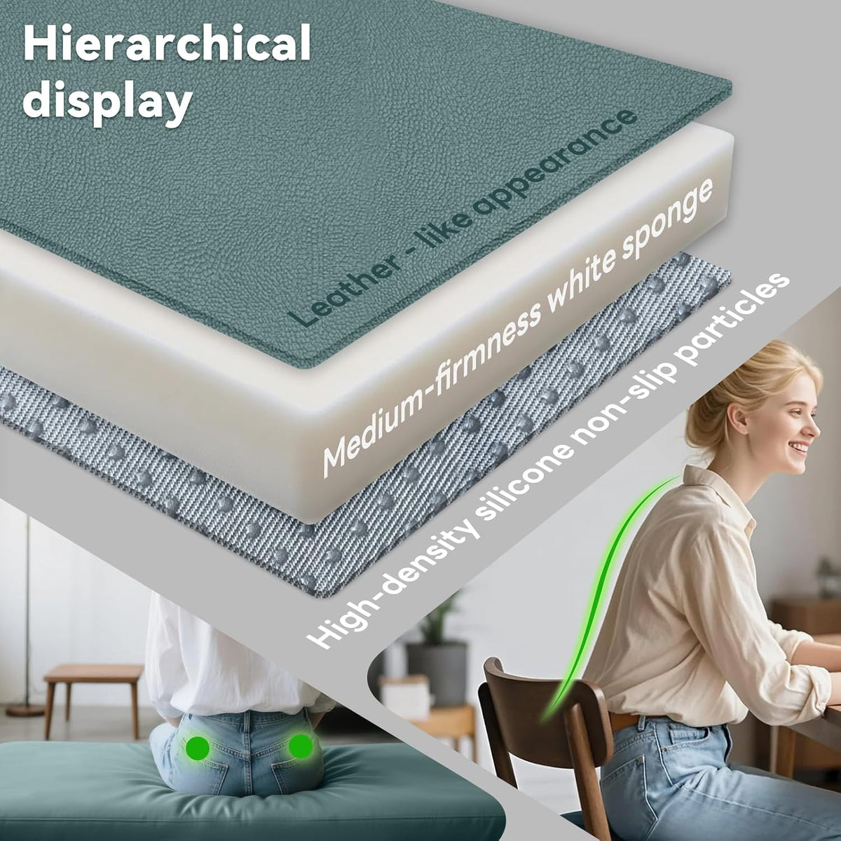 MOZIMO Bay Window Cushion 47.24x23.62in 50D high-Resilience Foam, Waterproof and Scratch-Proof. Suitable for Indoor Furniture, Entryways, Reading Corners, Kitchens, and Dining Rooms. -Khaki.