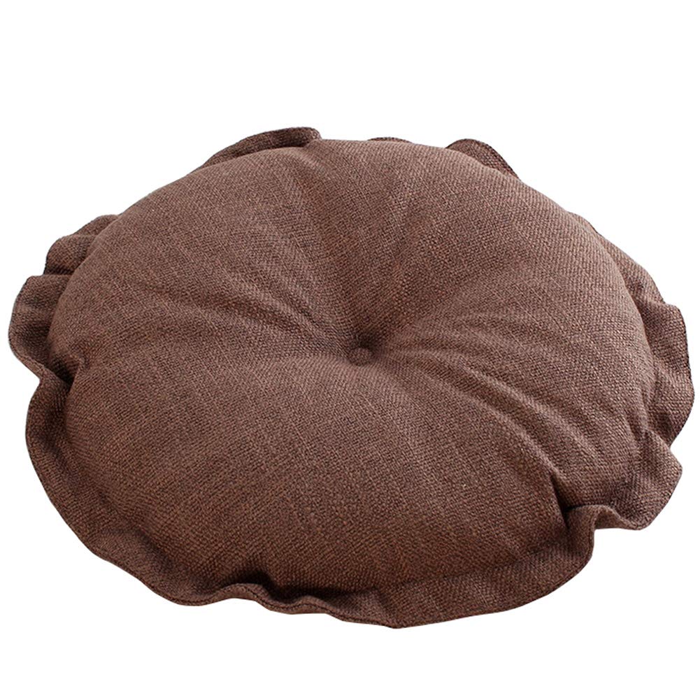 vctops Boho Soft Round Floor Pillow Cushion with Ruffles, Cotton Linen Print Chair Pad Tatami for Meditation, Yoga, Living Room, Balcony (Sky Blue,18"x18"x5")