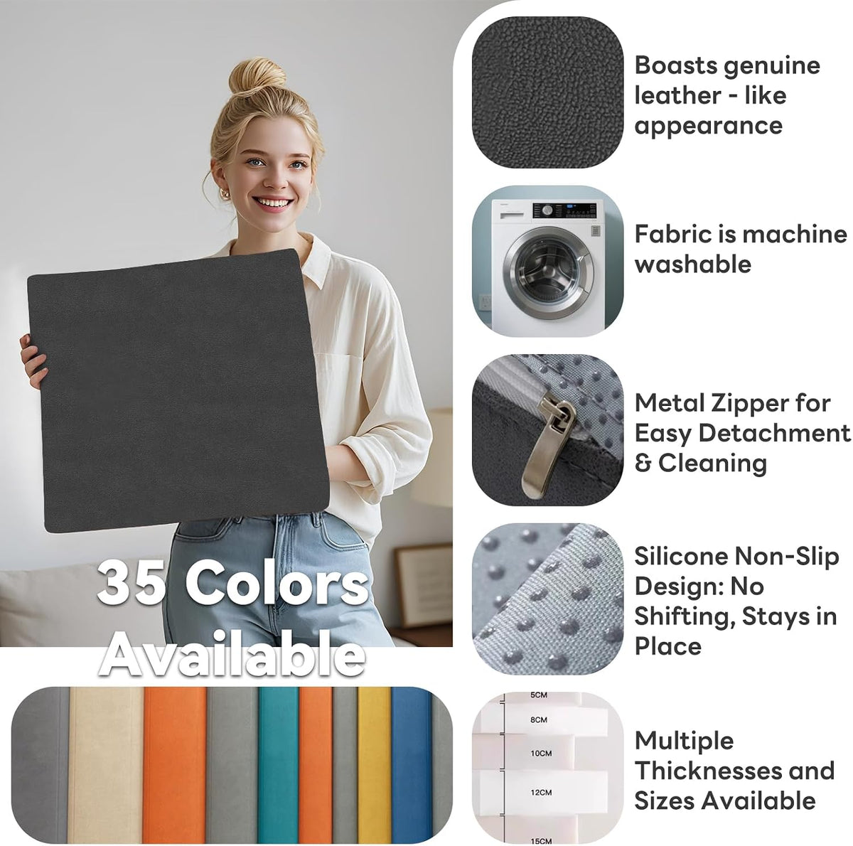 MOZIMO Bay Window Cushion 74.80x39.37in 50D high-Resilience Foam, Waterproof and Scratch-Proof. Can Be Used for Shoe Cabinets, Windowsills, Pianos, and Dining Areas. -Beige.