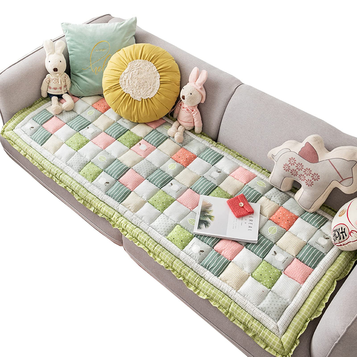 100% Cotton Window Seat Cushion Indoor, Thick Bay Window Cushion, Non-Slip Windowsill Seat Pad, Soft Cushions for Bench Couch Bed (Khaki,20x20 inch/50x50cm)