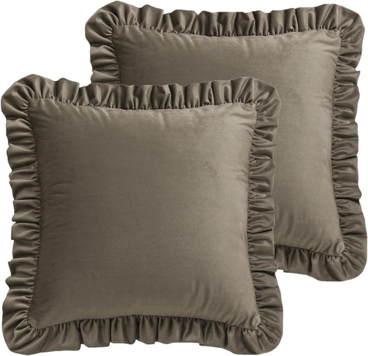 ISAENNE Designer Elegant Velvet Solid Throw Pillow Cover,Set of 2,22"x22"