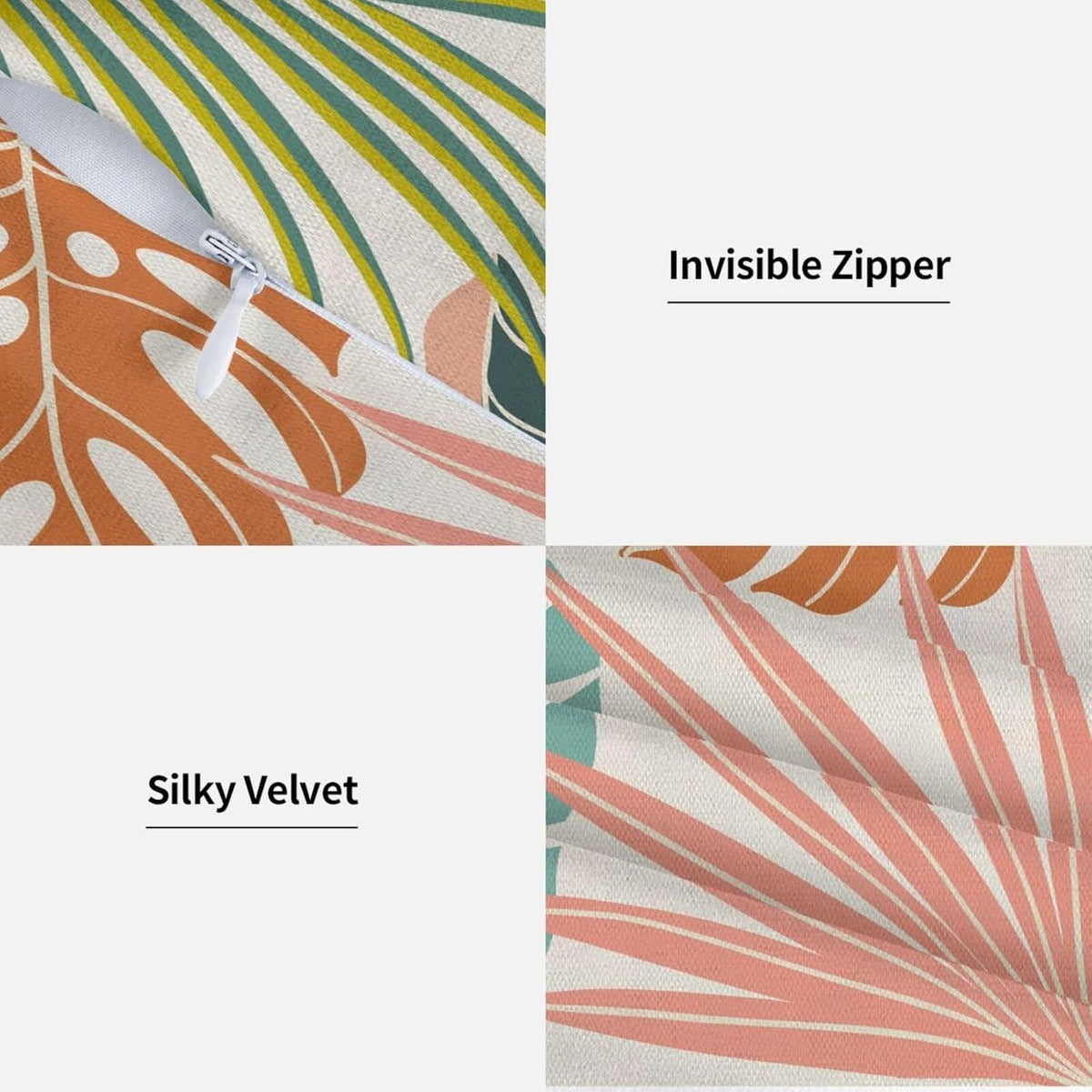 Summer Palm Leaf Pillow Covers 20x20 Set of 2, Coral Tropical Leaf Decorative Outdoor Throw Pillow Covers Green Blue Botanical Farmhouse Cushion Case Linen Square Decor for Couch Sofa