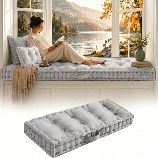 Custom Bench Cushions for Indoor Furniture, Velvet Window Seat Cushion Indoor, Tufted Bay Window Cushion, Thick Memory Foam Pad for Dining Bench, Porch Swing Cushions
