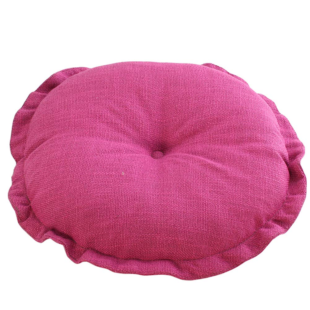 vctops Boho Soft Round Floor Pillow Cushion with Ruffles, Cotton Linen Print Chair Pad Tatami for Meditation, Yoga, Living Room, Balcony (Sky Blue,18"x18"x5")