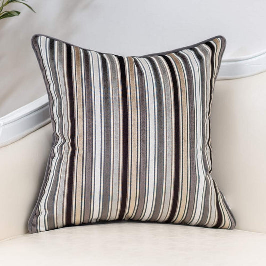 Yangest Grey Striped Throw Pillow Cover Multicolor Velvet Cushion Cover Modern Bohemian Pillowcase for Sofa Couch Bedroom Living Room Home Christmas Decoration,18x18 Inch