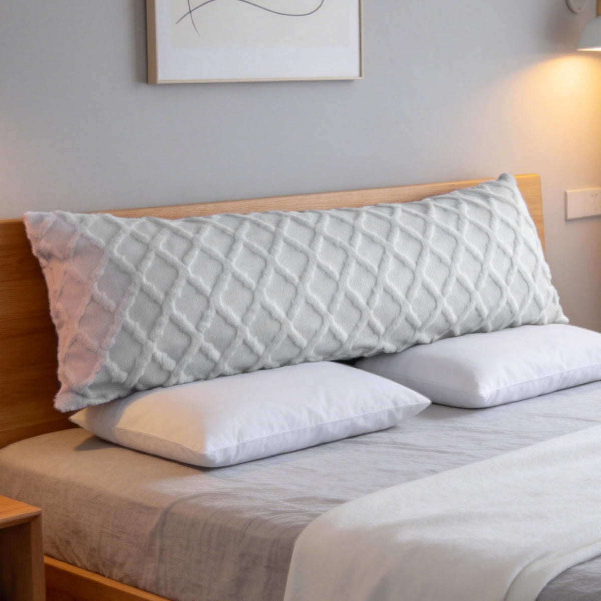 Body Pillowcase in Waffle Velvet Pattern, White Body Pillow Cover with Zipper 21 * 54 1 Piece, Suitable for Sofa, Bedroom Decoration,Without Pillow core(Milky White)