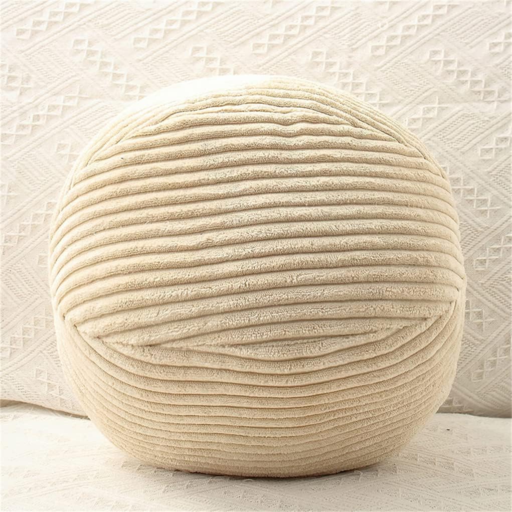 Plush Spherical Pillow Bedroom Living Room Sofa Round Waist Cushion Flower Cushion Nordic Bay Window Tatami Decoration Pillow (Ball 30cm/11.8inch, Off White Ball)
