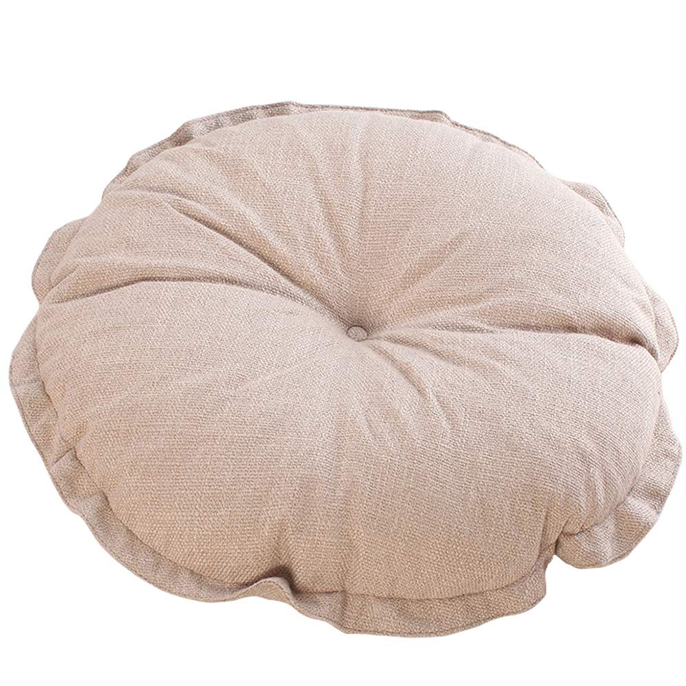 vctops Boho Soft Round Floor Pillow Cushion with Ruffles, Cotton Linen Print Chair Pad Tatami for Meditation, Yoga, Living Room, Balcony (Sky Blue,18"x18"x5")