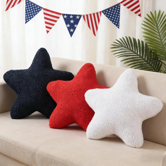 Cumule 3 Pcs Patriotic Star Throw Pillows Red White Blue Stuffed Star Plush Pillows 4th of July Decor for Couch Bed Sofa Independence Day Memorial Day Home Decor