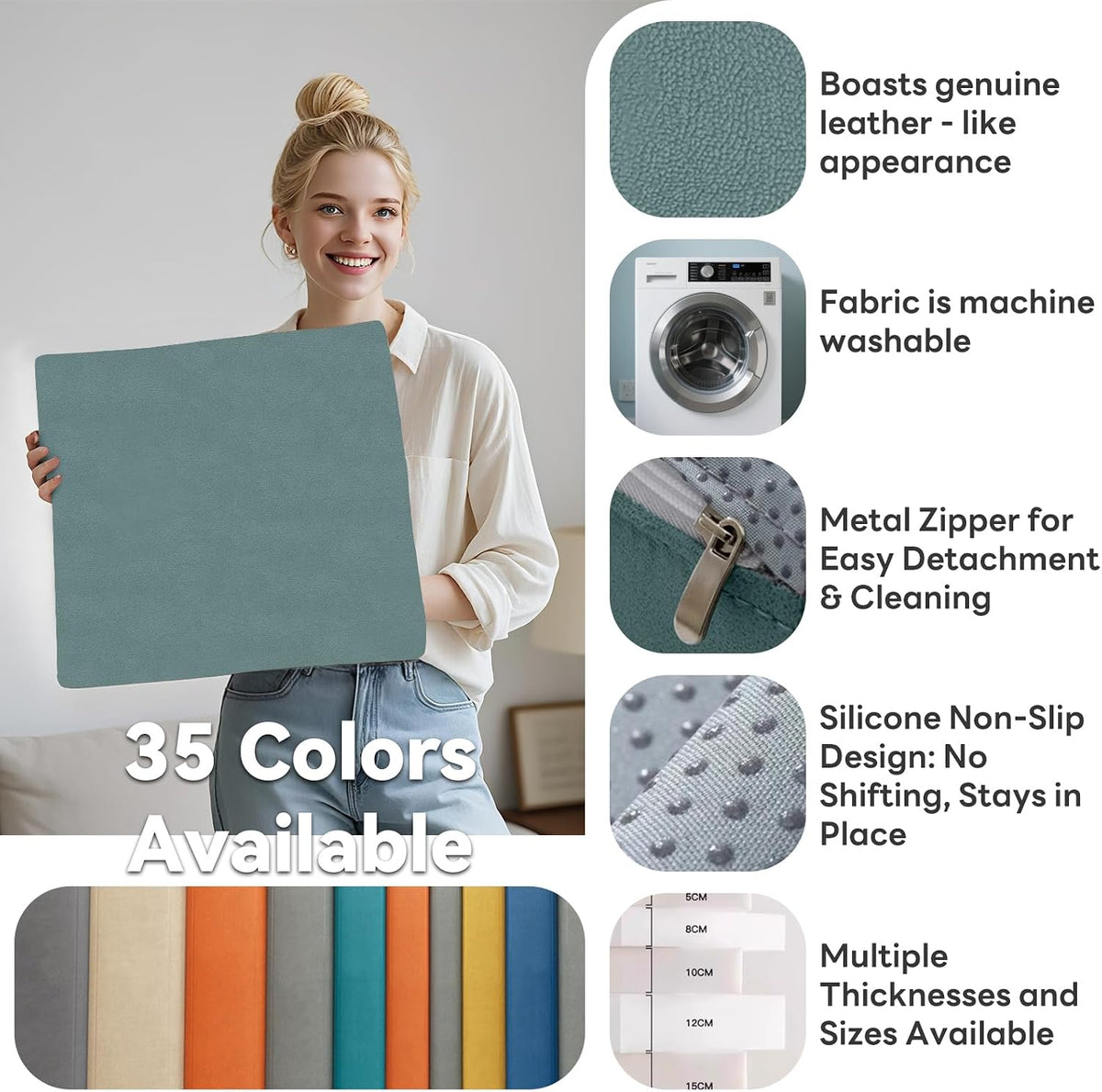 MOZIMO Bay Window Cushion 47.24x23.62in 50D high-Resilience Foam, Waterproof and Scratch-Proof. Suitable for Indoor Furniture, Entryways, Reading Corners, Kitchens, and Dining Rooms. -Khaki.