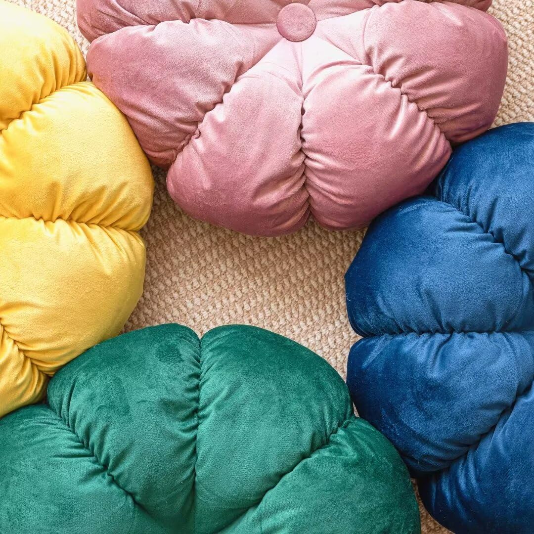 Round Velvet Throw Pillows, 18" Round Eight-petaline Pumpkin Pillow Sofa Cushion Bay Window Pillow Bedroom Balcony Decorative Cushion Orange